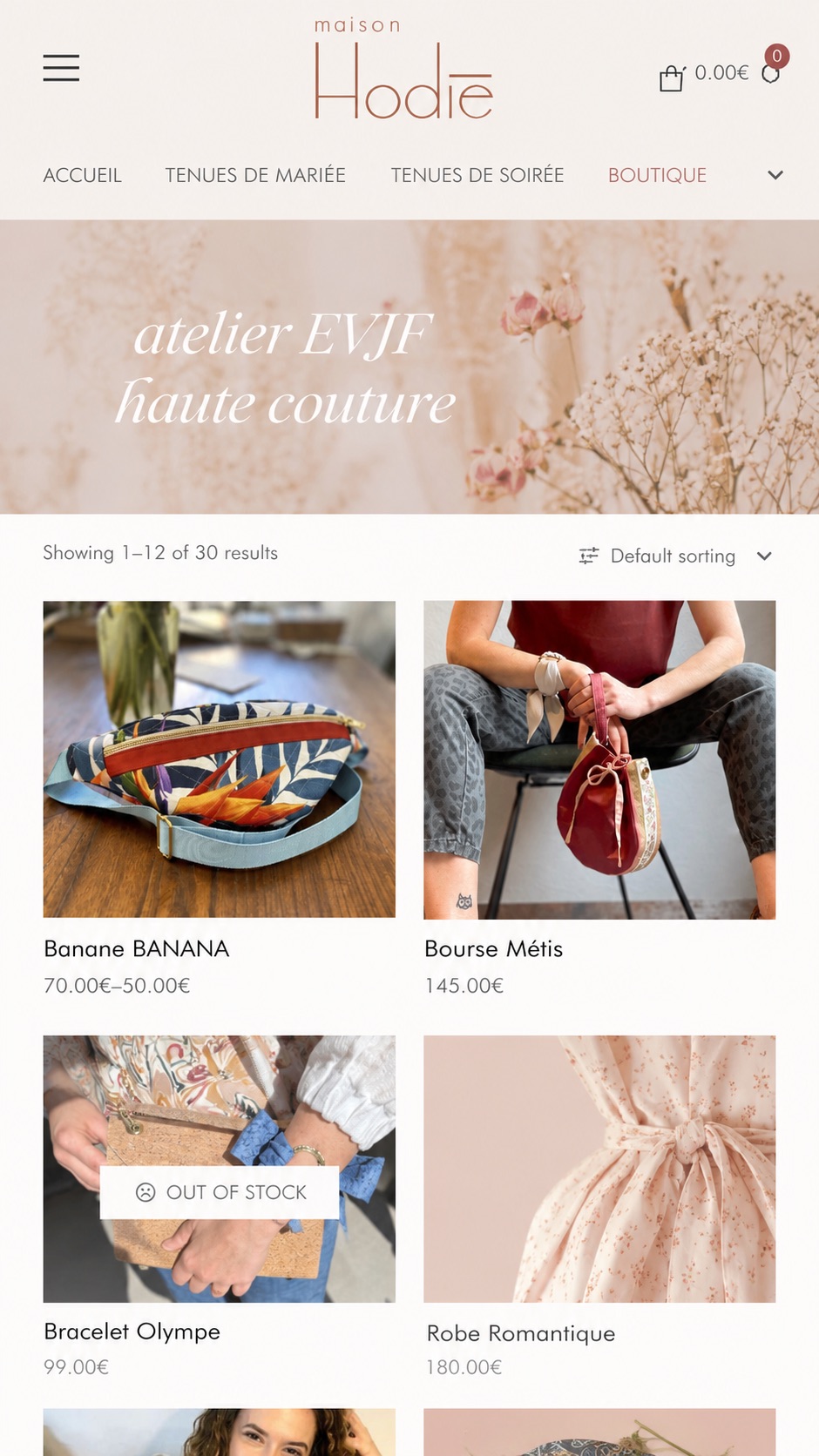 Site Maison Hodié, version téléphone