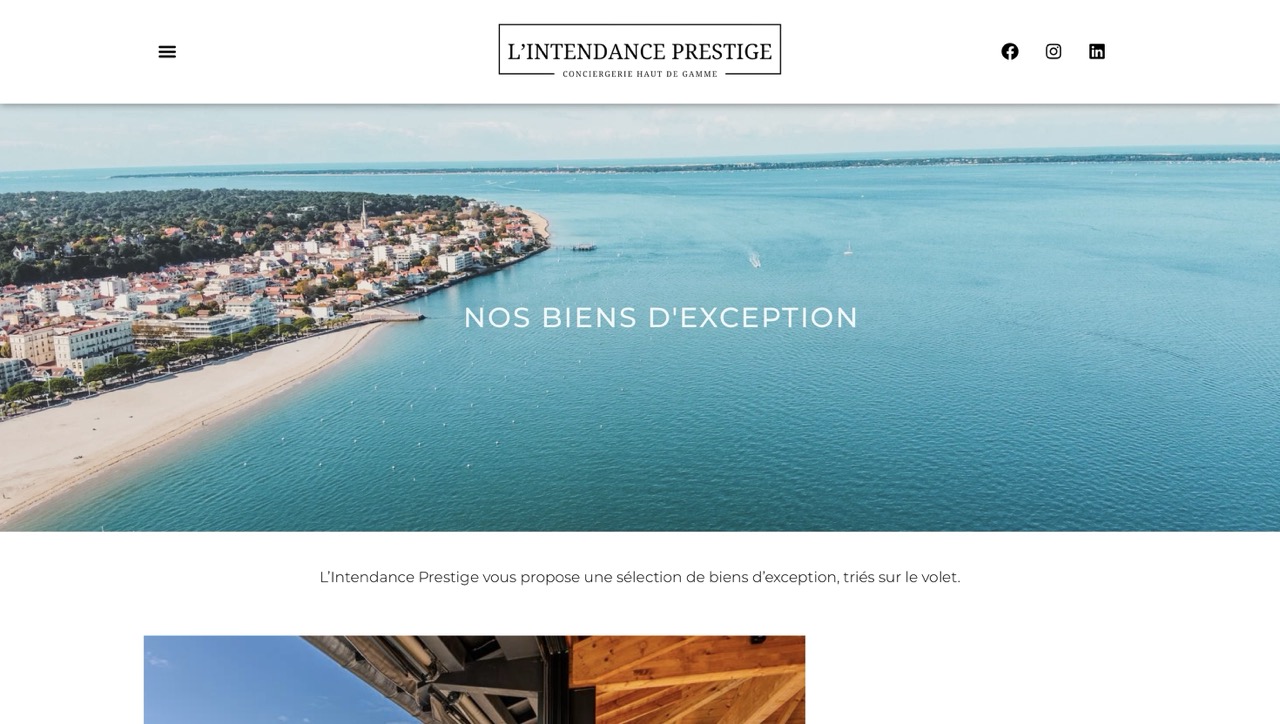 L'Intendance Prestige website, desktop version