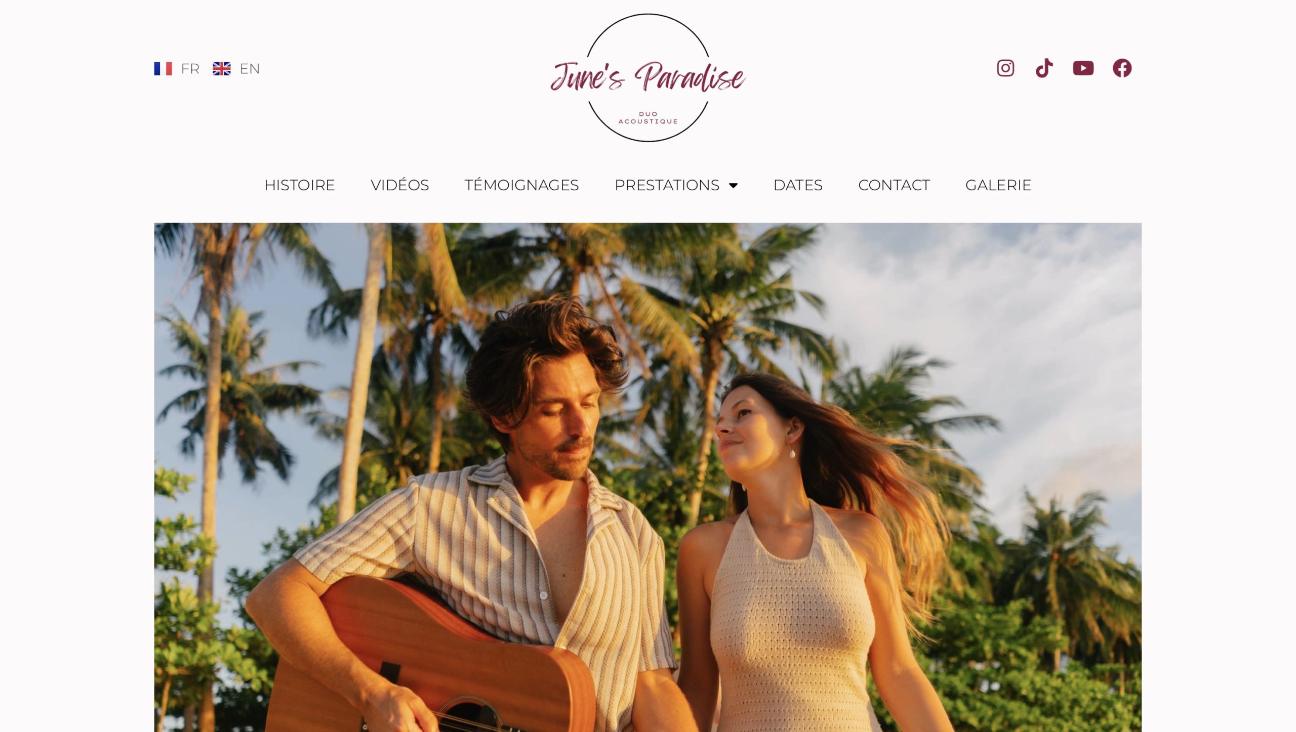 June’s Paradise website, desktop version
