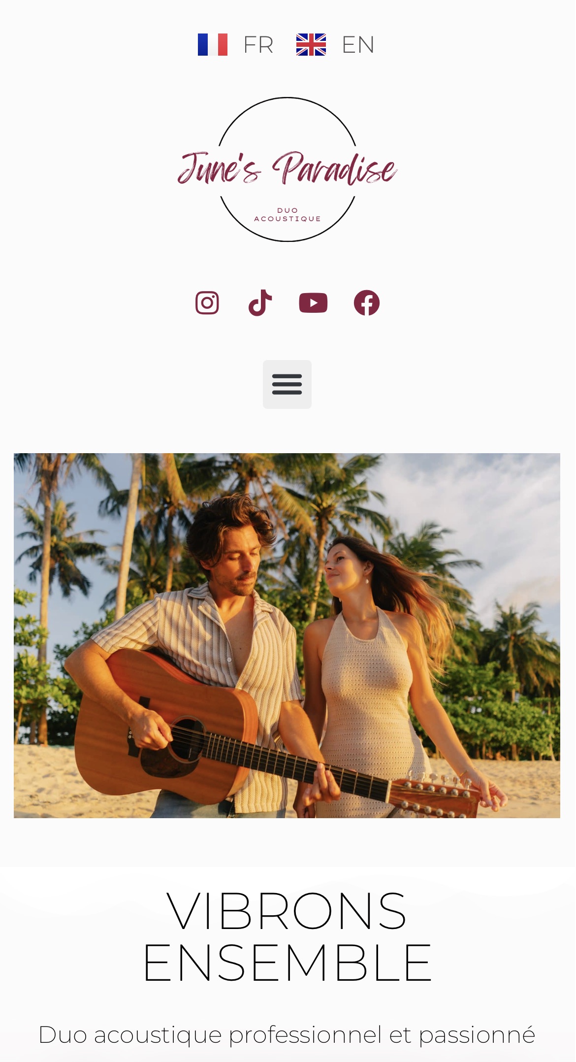 June’s Paradise website, mobile version