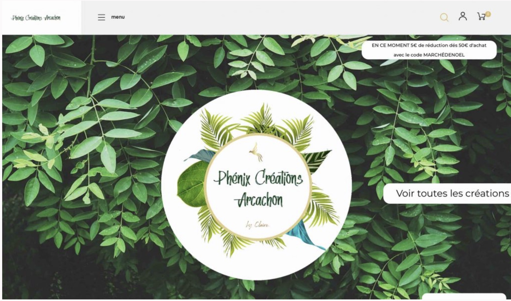Phénix Créations website, desktop version