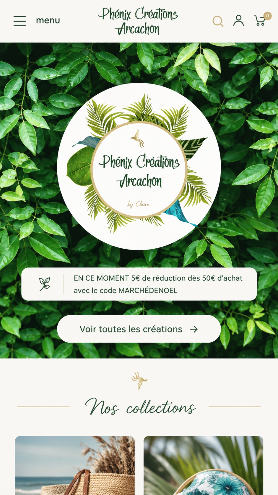 Phénix Créations website, mobile version