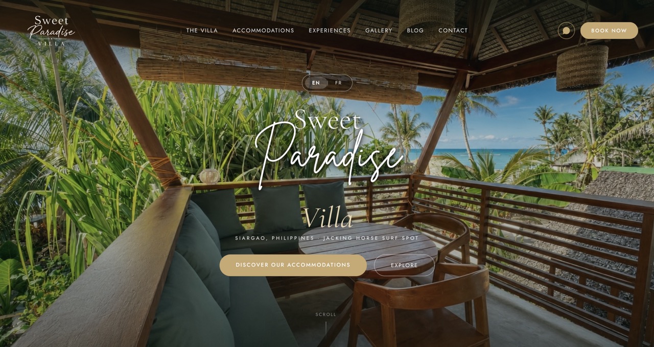 Site Sweet Paradise Villa, version ordinateur