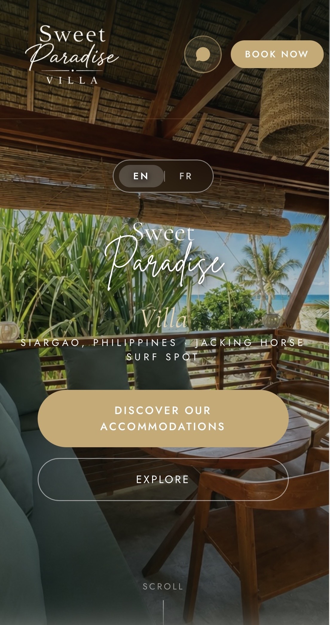 Site Sweet Paradise Villa, version téléphone